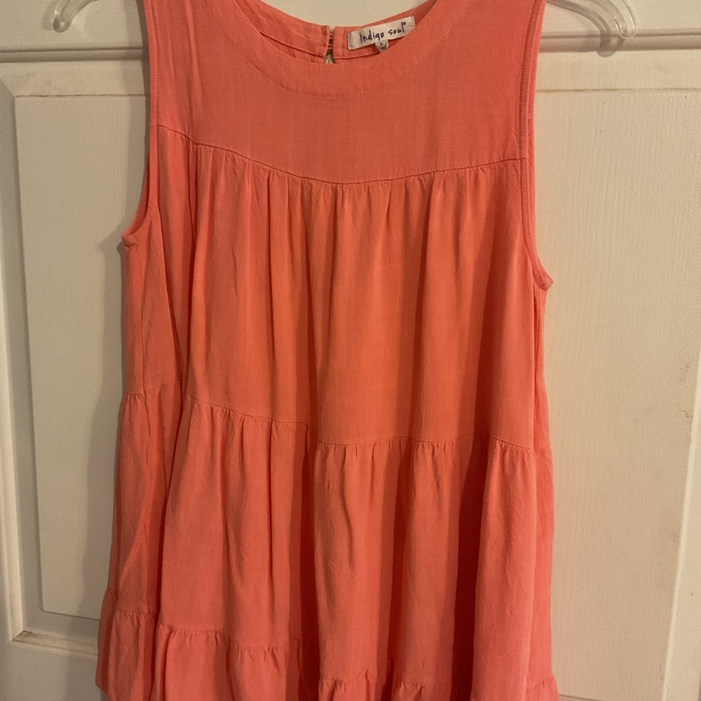 New:INDIGO SOUL L. TIERED BABYDOLL TOP CORAL COLOR SLEEVELESS